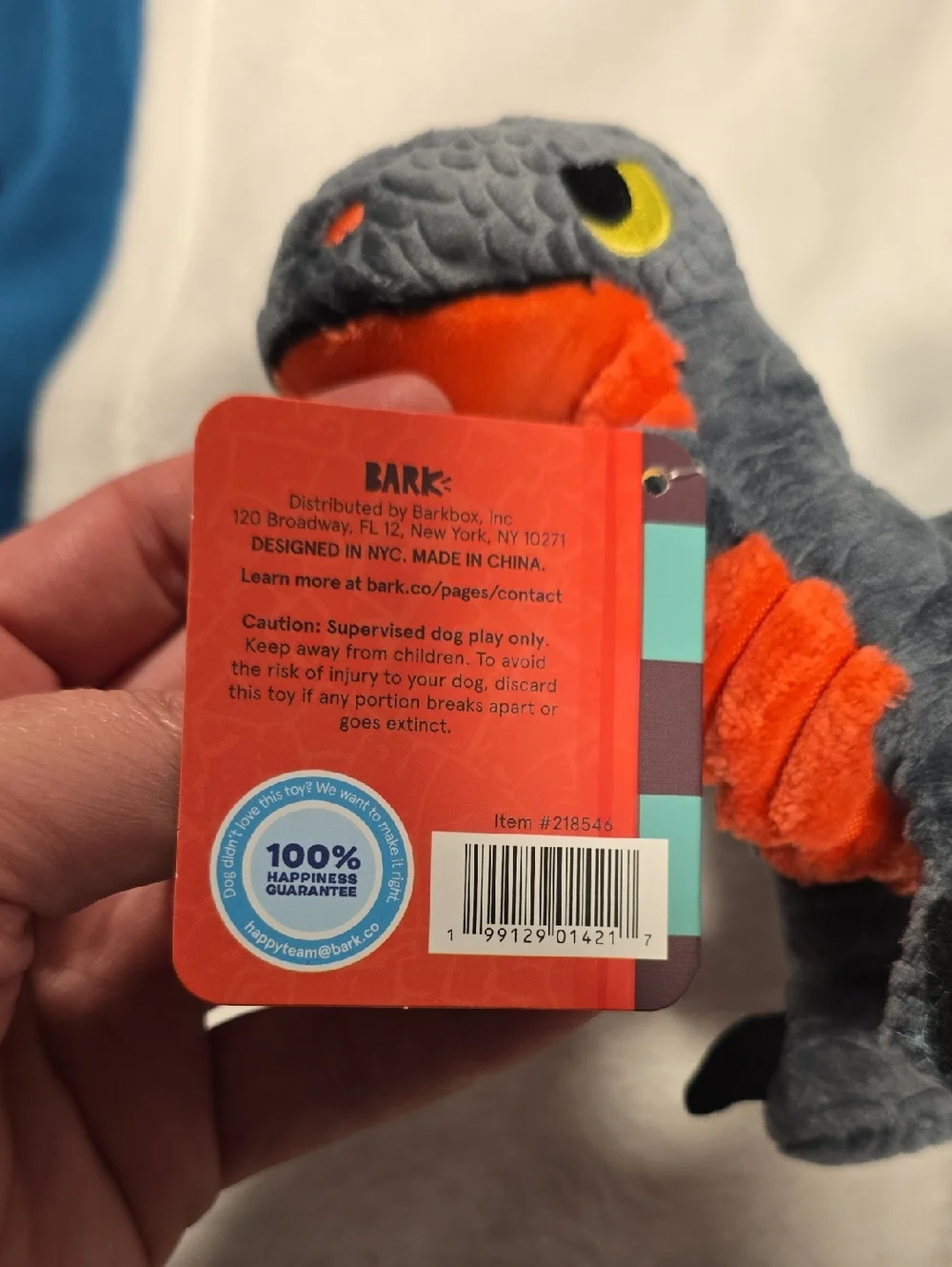 Bark Marvelous Raptor Dog Toy NWT Small 0-20 Pounds Gray‎ Orange Blue
